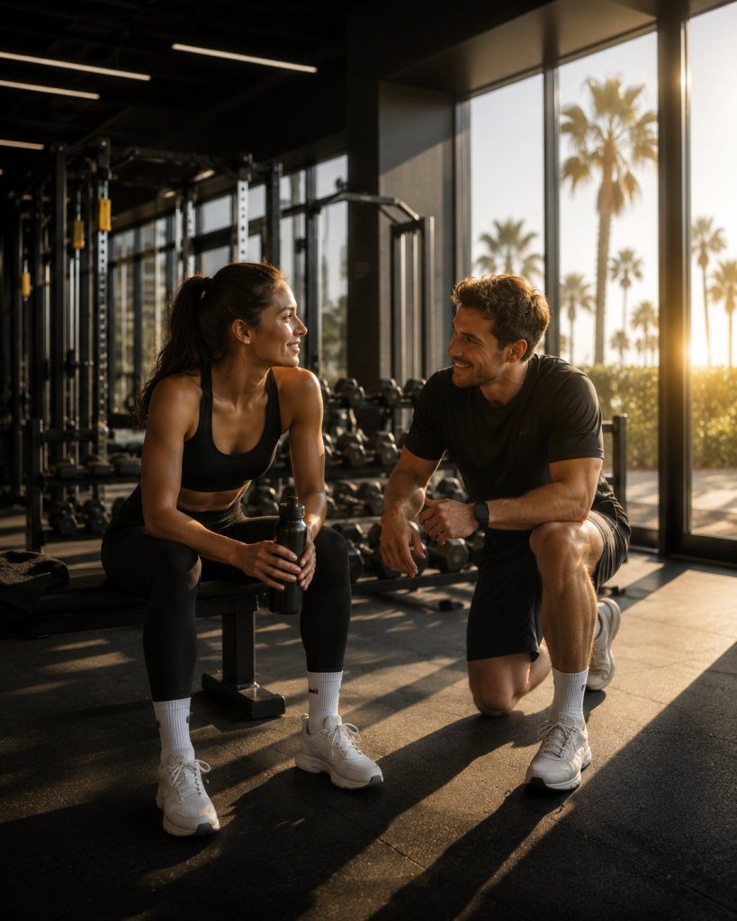 allenamento al tramonto in palestra
